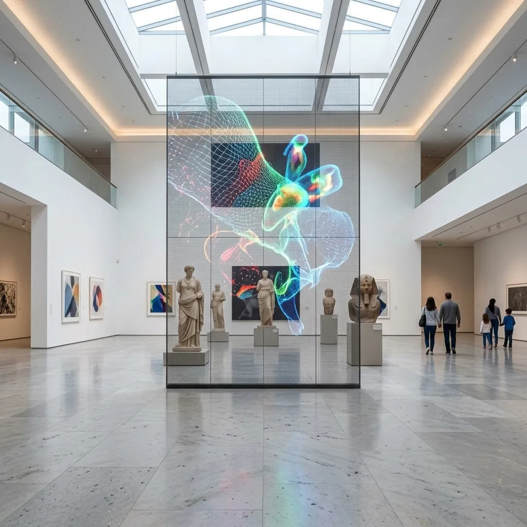 Colorful sculpture visual inside a museum atrium