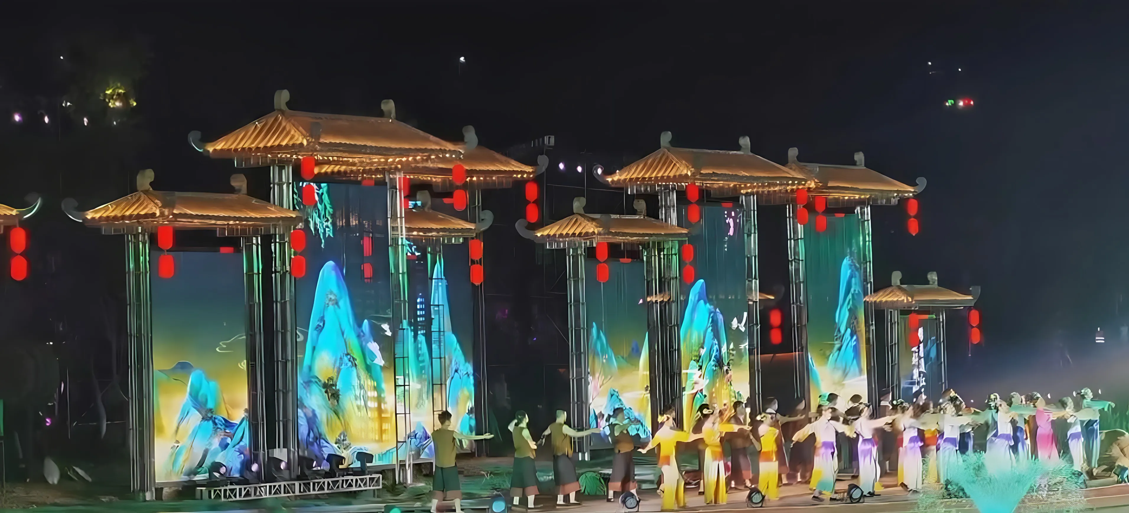 LED outdoor mesh screen on a building