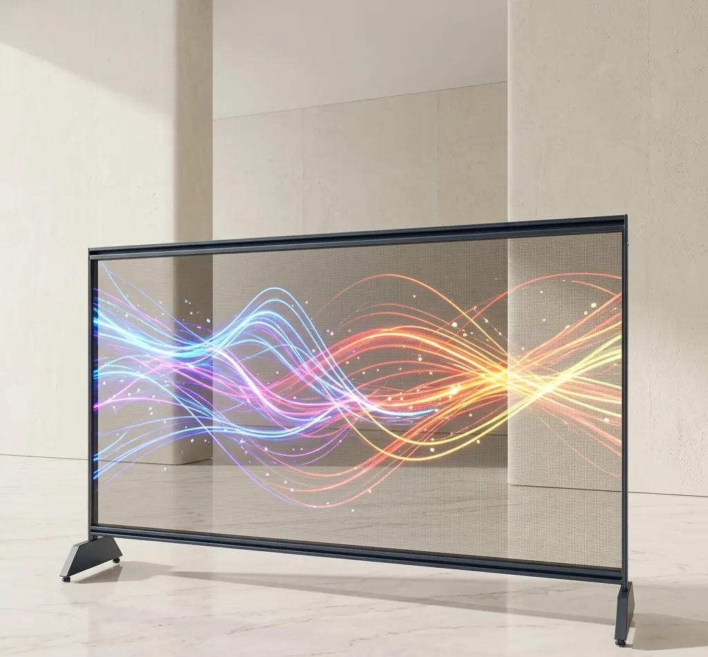 Wide-format holographic invisible LED screen